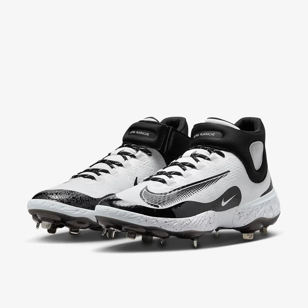 Spikes De Beisbol Nike Alpha Huarache Elite 4 Mid Blanco Con Negro