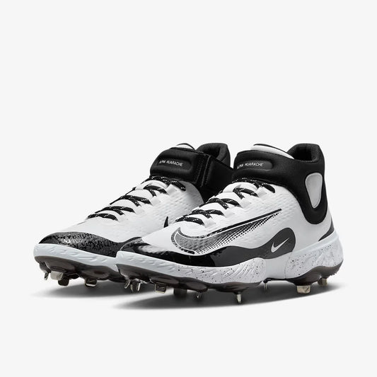 Spikes De Beisbol Nike Alpha Huarache Elite 4 Mid Blanco Con Negro Metal