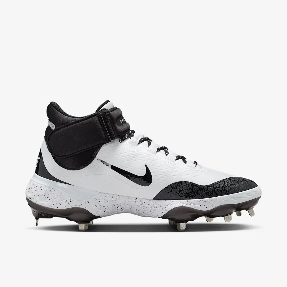 Spikes De Beisbol Nike Alpha Huarache Elite 4 Mid Blanco Con Negro