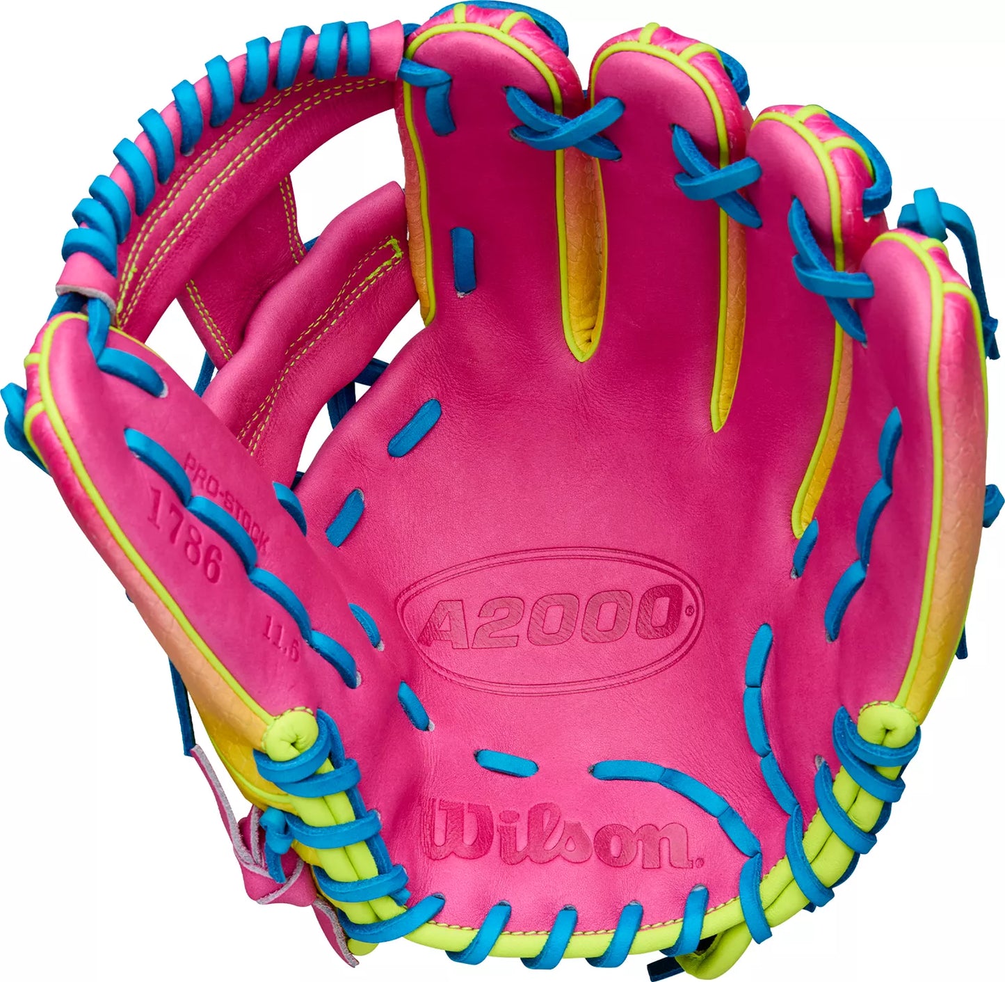 Guante De Beisbol Wilson A2000 Azul/Amarillo Óptico 11.5 In Lanzador Diestro