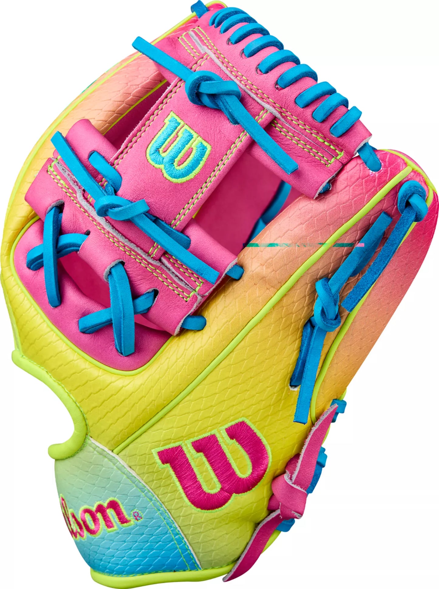 Guante De Beisbol Wilson A2000 Azul/Amarillo Óptico 11.5 In Lanzador Diestro