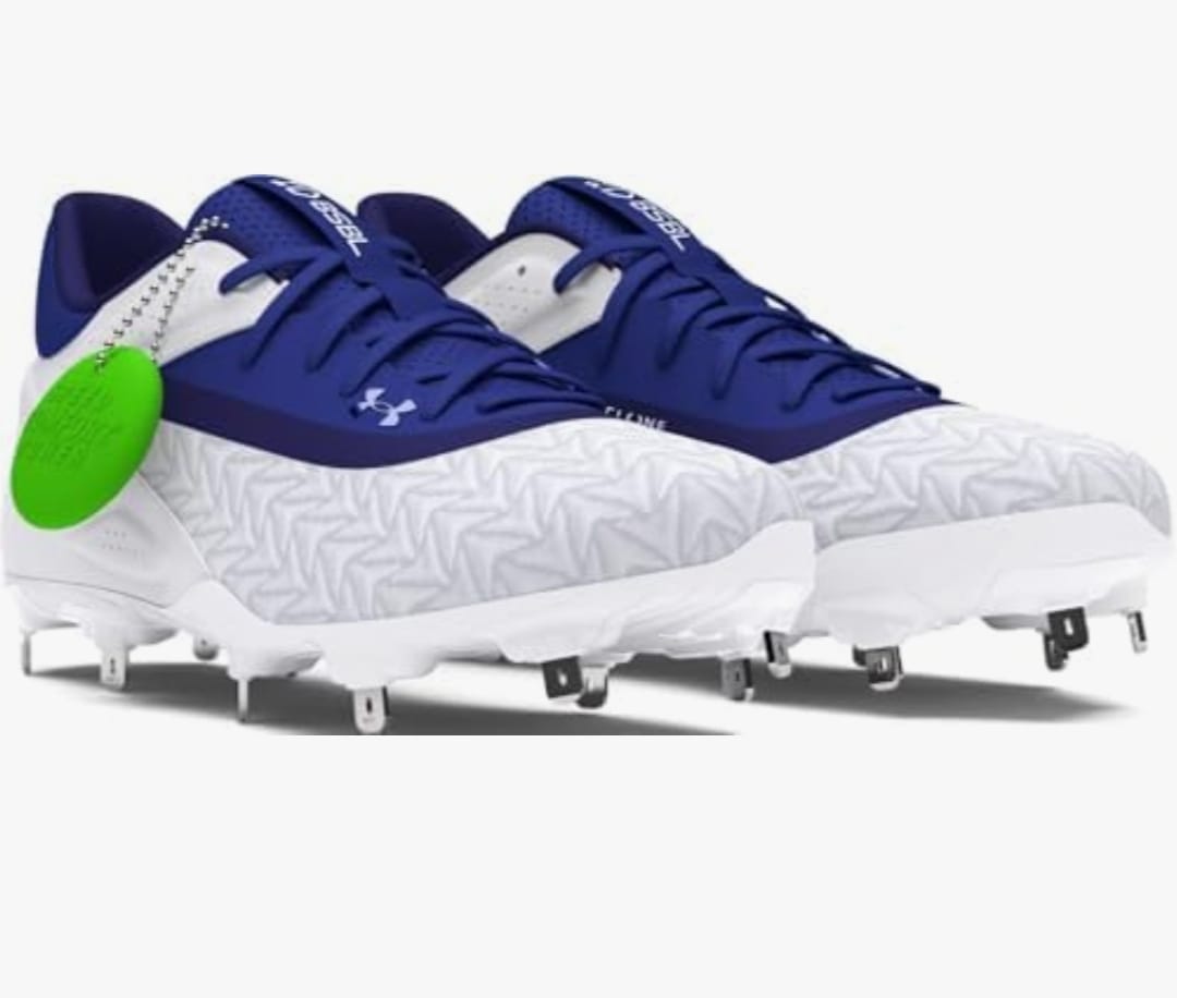 Spikes De Beisbol Under Armour Yard Mt Blanco Con Azul Metal