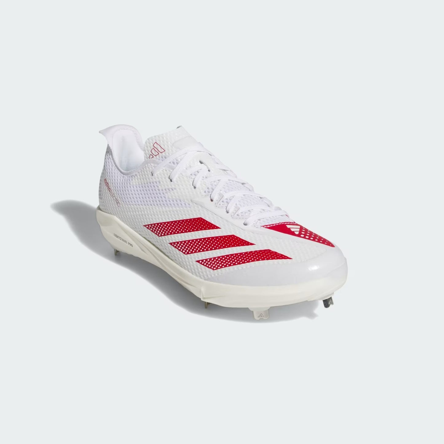 Spikes De Beisbol Adidas Adizero Electric 2.0 Blanco Con Rojo Metal
