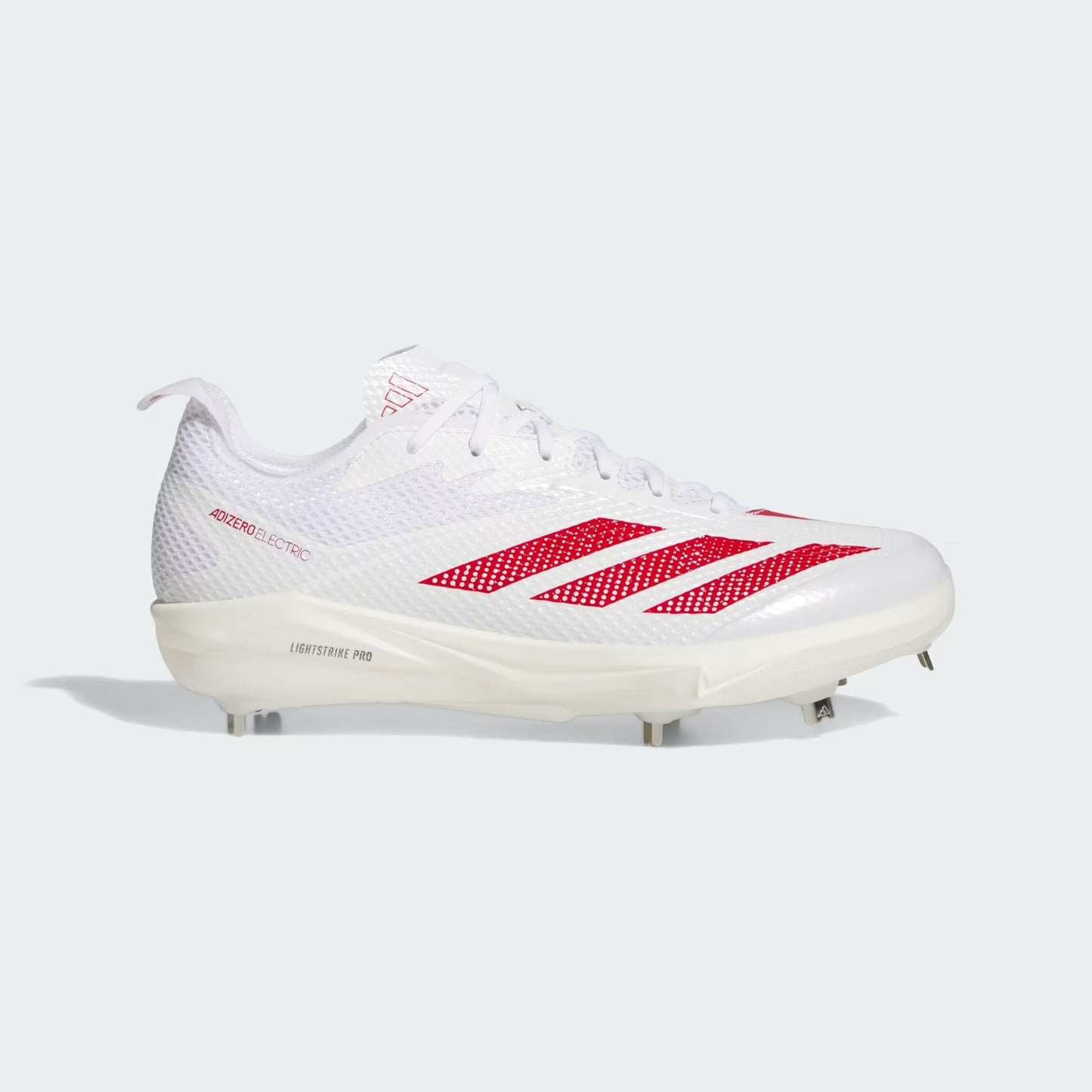 Spikes De Beisbol Adidas Adizero Electric 2.0 Blanco Con Rojo Metal