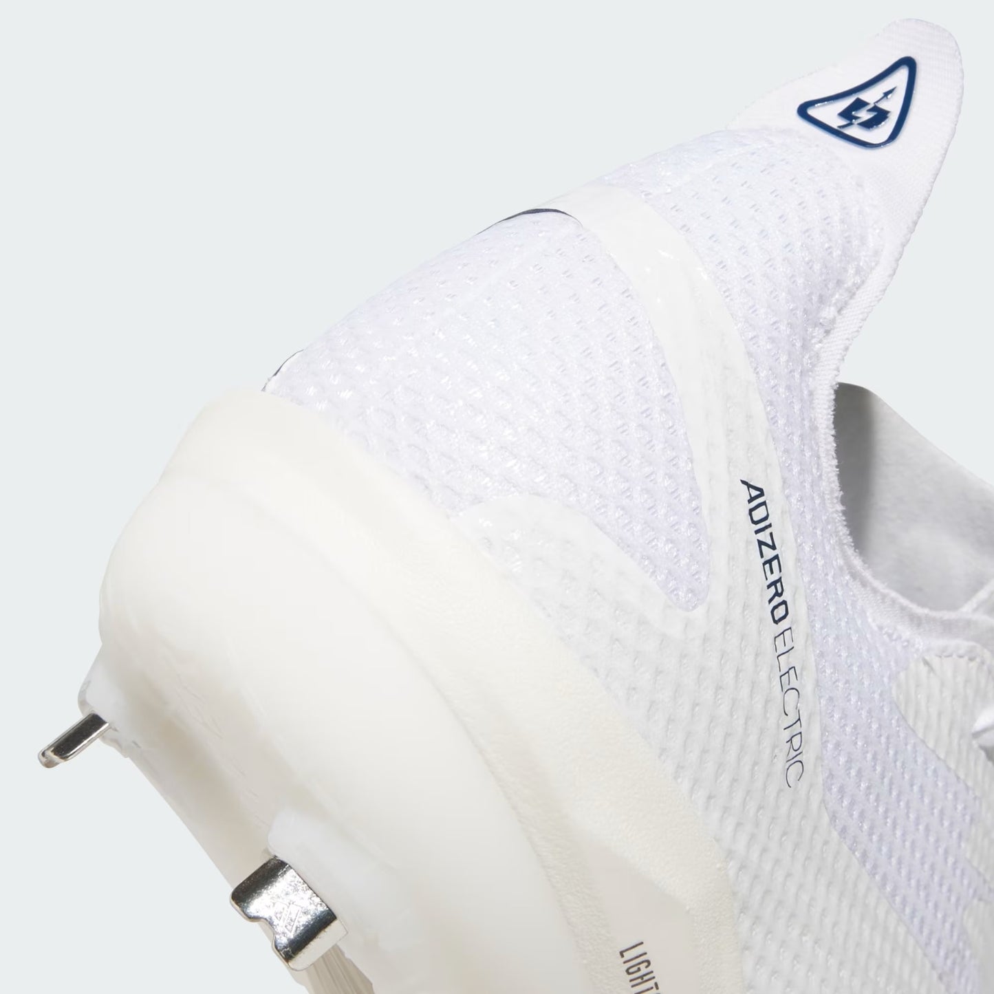Spikes De Beisbol Adidas Adizero Electric 2.0 Blanco Con Azul Marino Metal