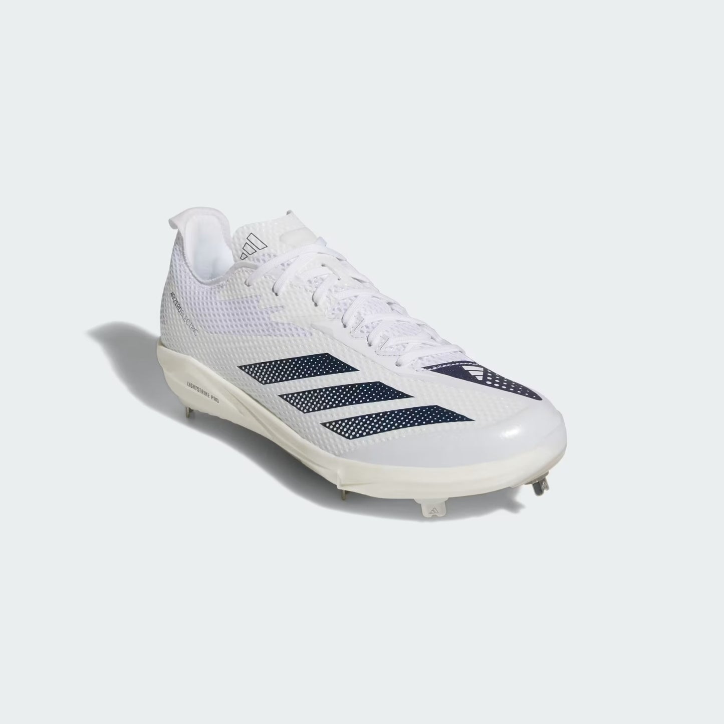 Spikes De Beisbol Adidas Adizero Electric 2.0 Blanco Con Azul Marino Metal