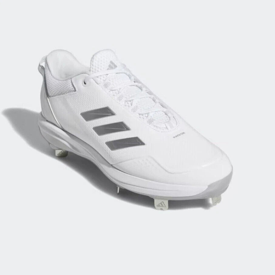 Spikes De Beisbol Adidas Icon 7 Blanco Con Plata Metal