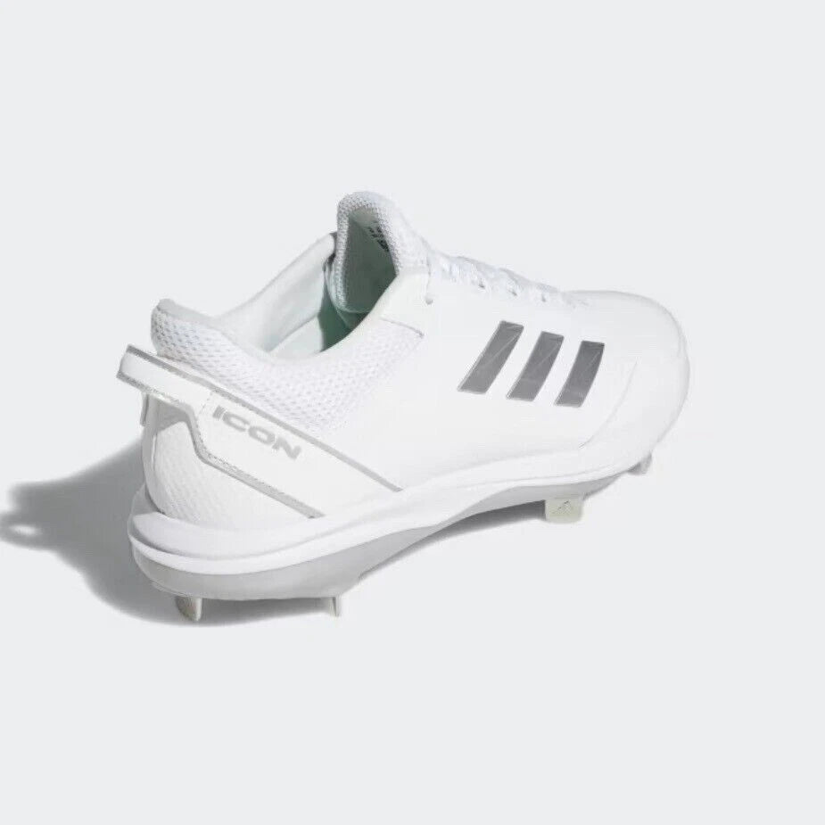 Spikes De Beisbol Adidas Icon 7 Blanco Con Plata Metal