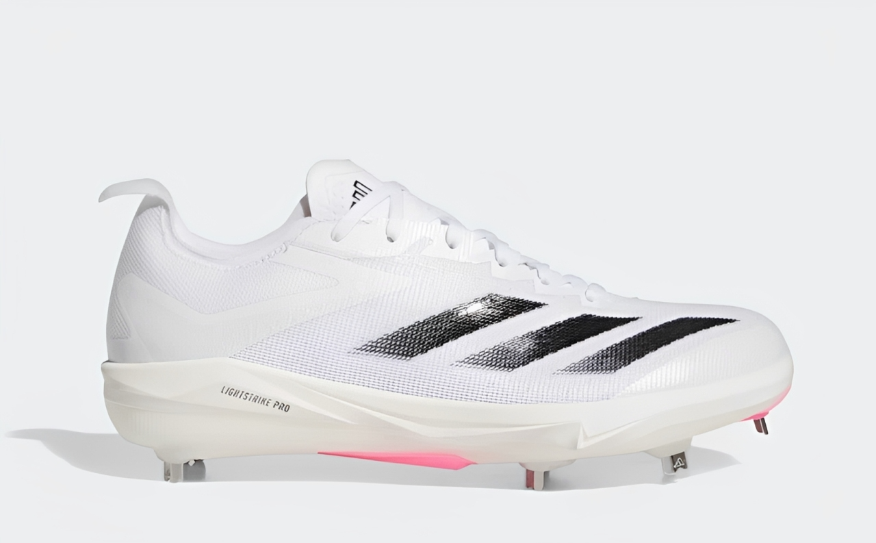 Spikes De Beisbol Adidas Adizero Electric+ Blanco Con Negro Metal