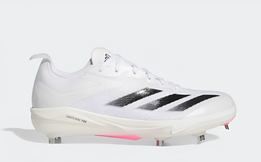 Spikes De Beisbol Adidas Adizero Electric+ Blanco Con Negro Metal