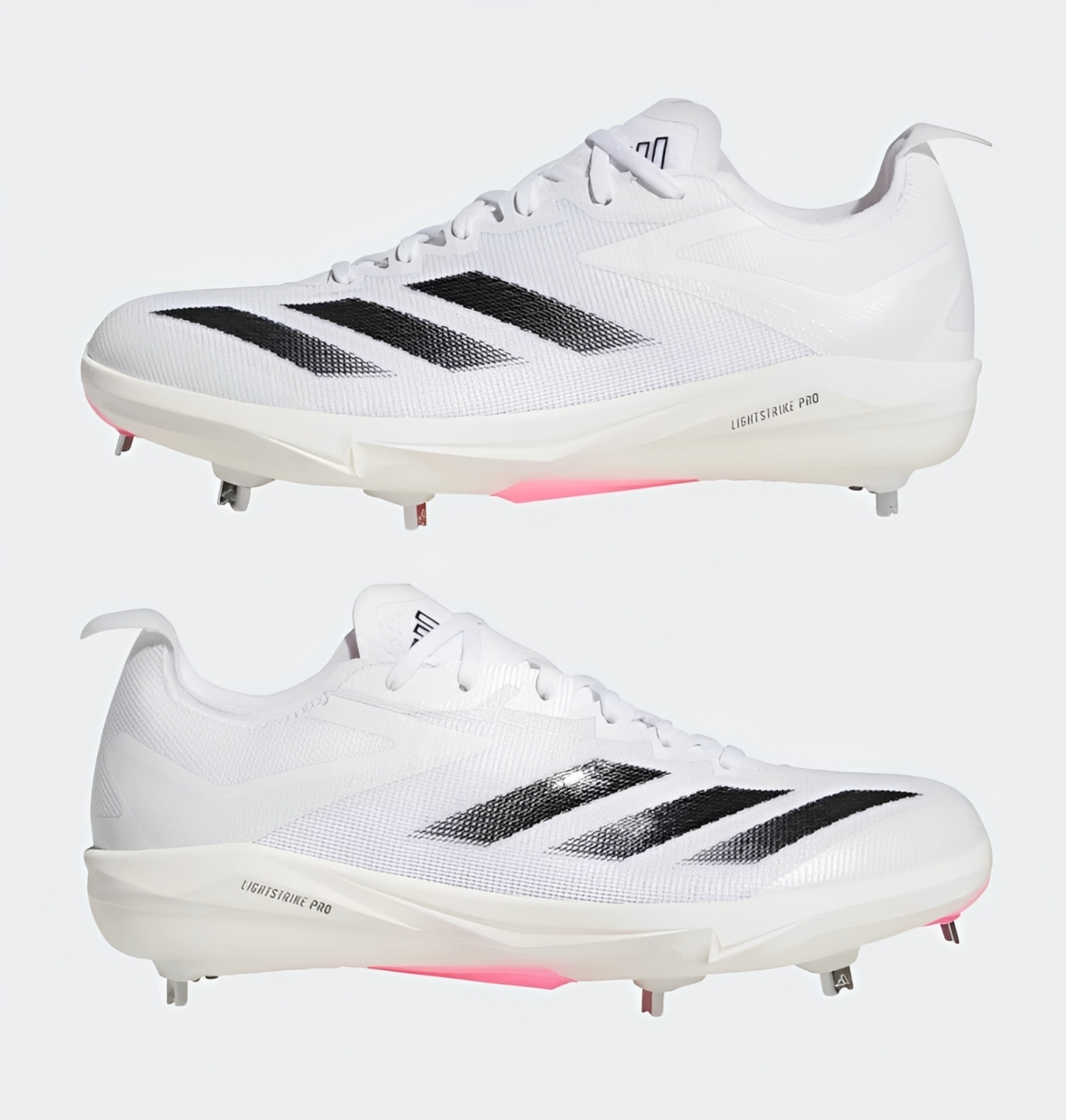 Spikes De Beisbol Adidas Adizero Electric+ Blanco Con Negro Metal